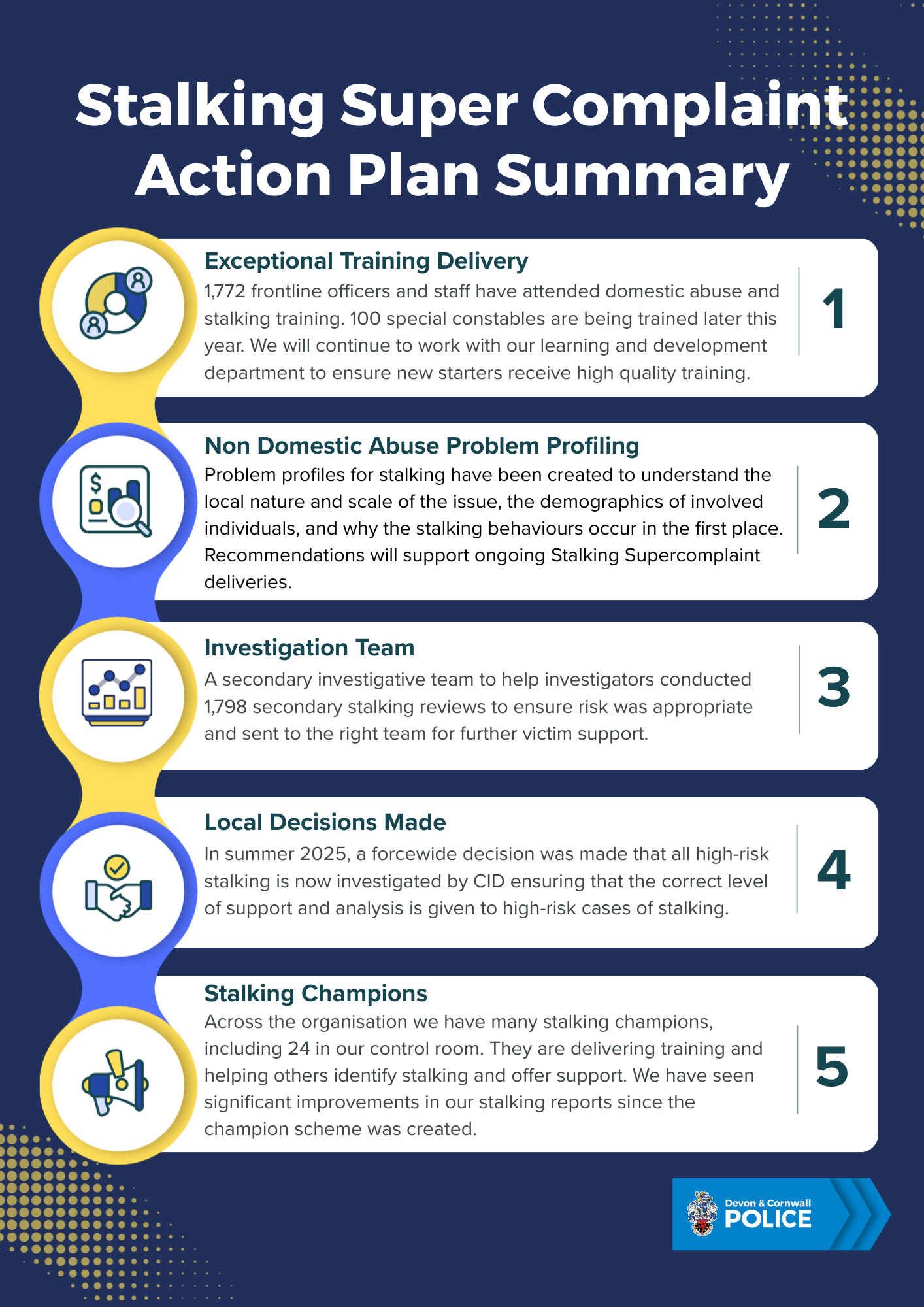 Stalking super complaint 5 point action plan summary